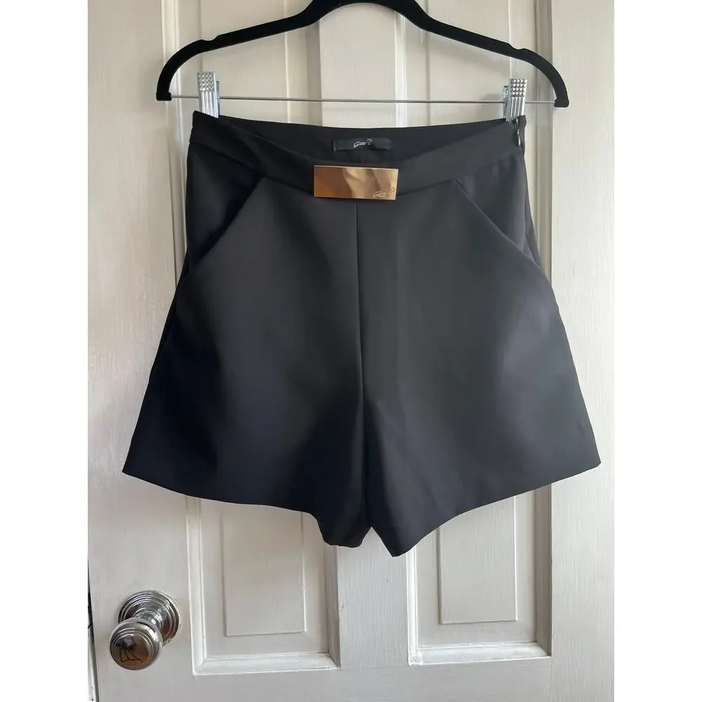Gisel Milano New Javel Gold Buckle High Waist Shorts 🇮🇹 Sophisticated 40/XS - Picture 2 of 8